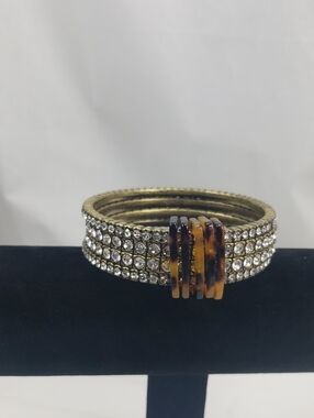 J. Crew Tortoise Rhinestones Stacked Bangle Bracelet